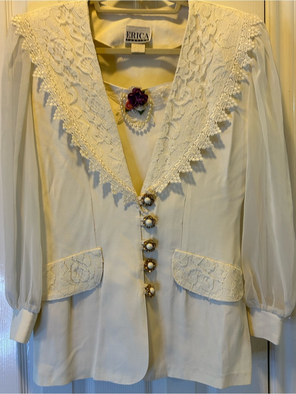 Erica Fashion  Lace-Trim Vintage Women's Jacket